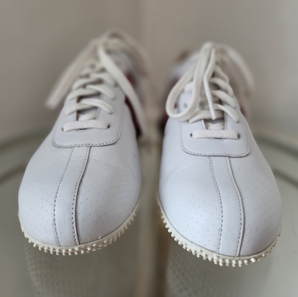 BALLY of Switzerland Leather Casual Sneakers White, Red Stripe Authentic EUC - Picture 7 of 16